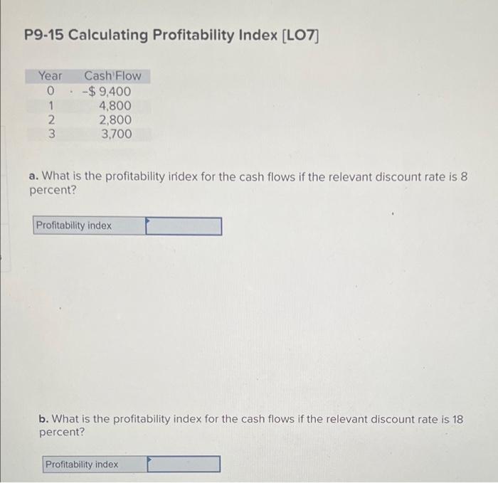 please help! I cant seem to figure out this problem!! P9-15 Calculating