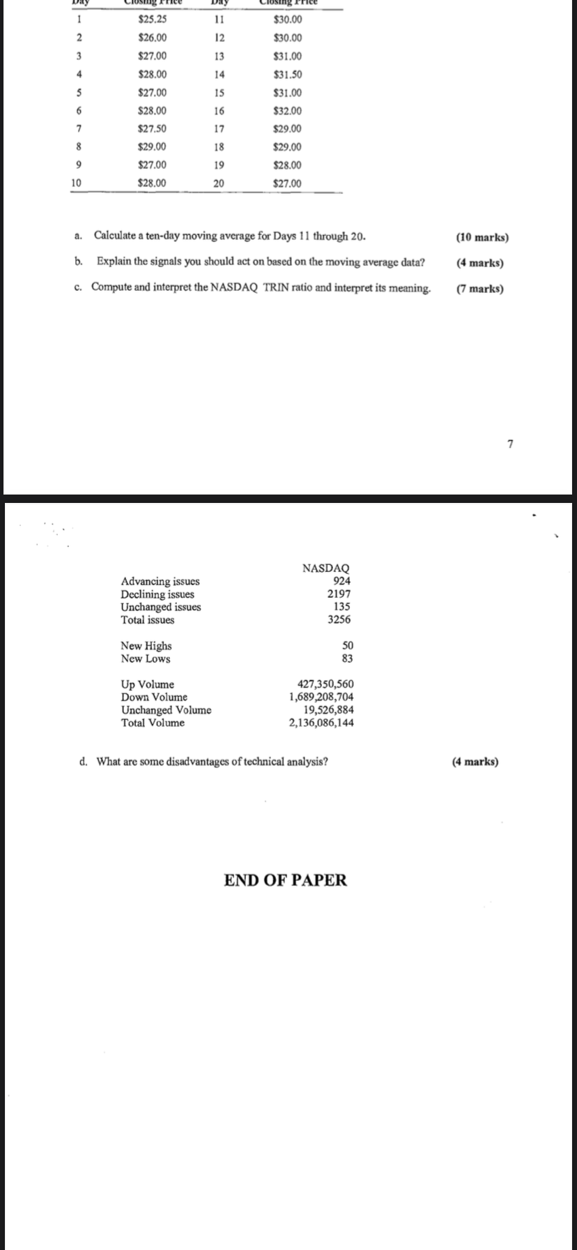contains Four (4) questions each worth 25 marks each. Please answer any