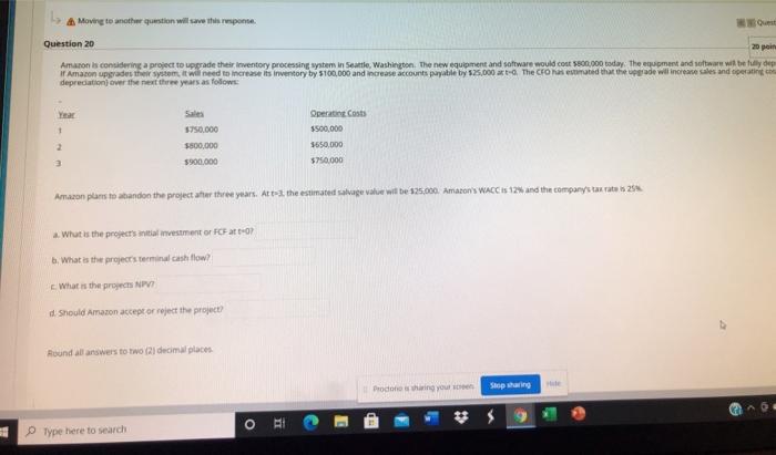 is 25% 2. What is the projects initial investment or FCF at