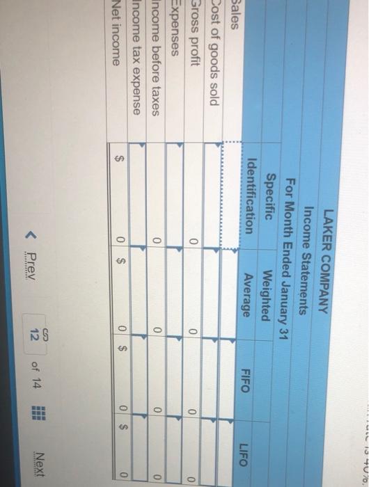 information applies to the questions displayed below! Laker Company reported the following