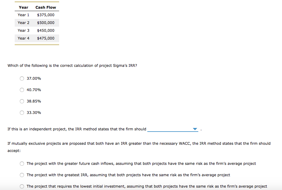 The internal rate of return (IRR) refers to the compound annual rate