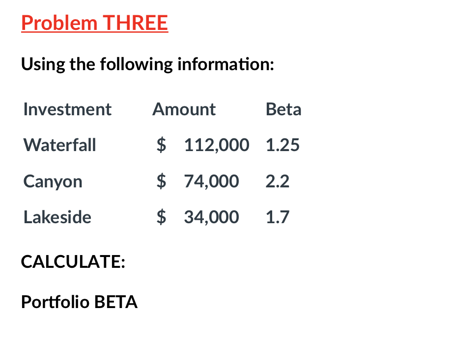 the DATA in the assignment link Expected Rate of Return Standard Deviation