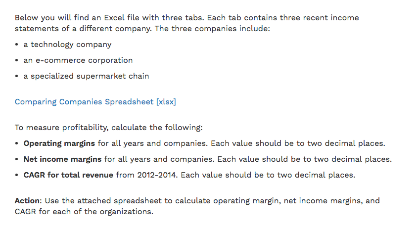  Below you will find an Excel file with three tabs. Each