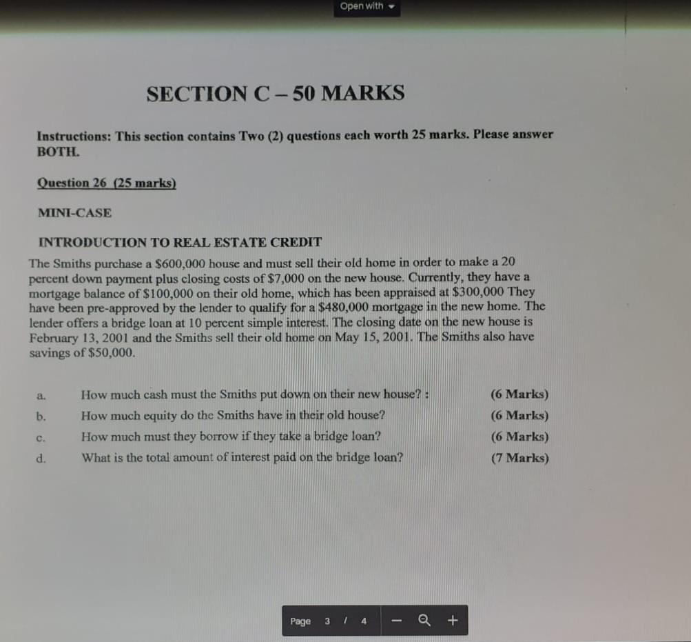  Open with SECTION C-50 MARKS Instructions: This section contains Two (2)