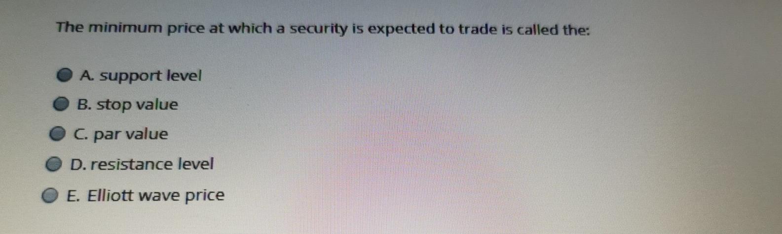 The minimum price at which a security is expected to trade