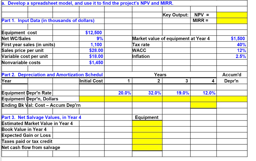  . Develop a spreadsheet model, and use it to find the
