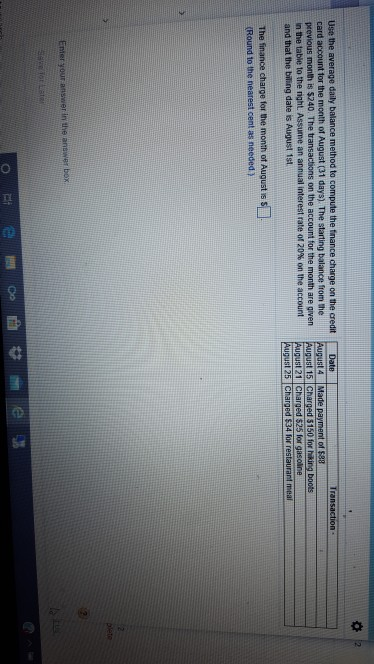 2 Use the average daily balance method to compute the finance