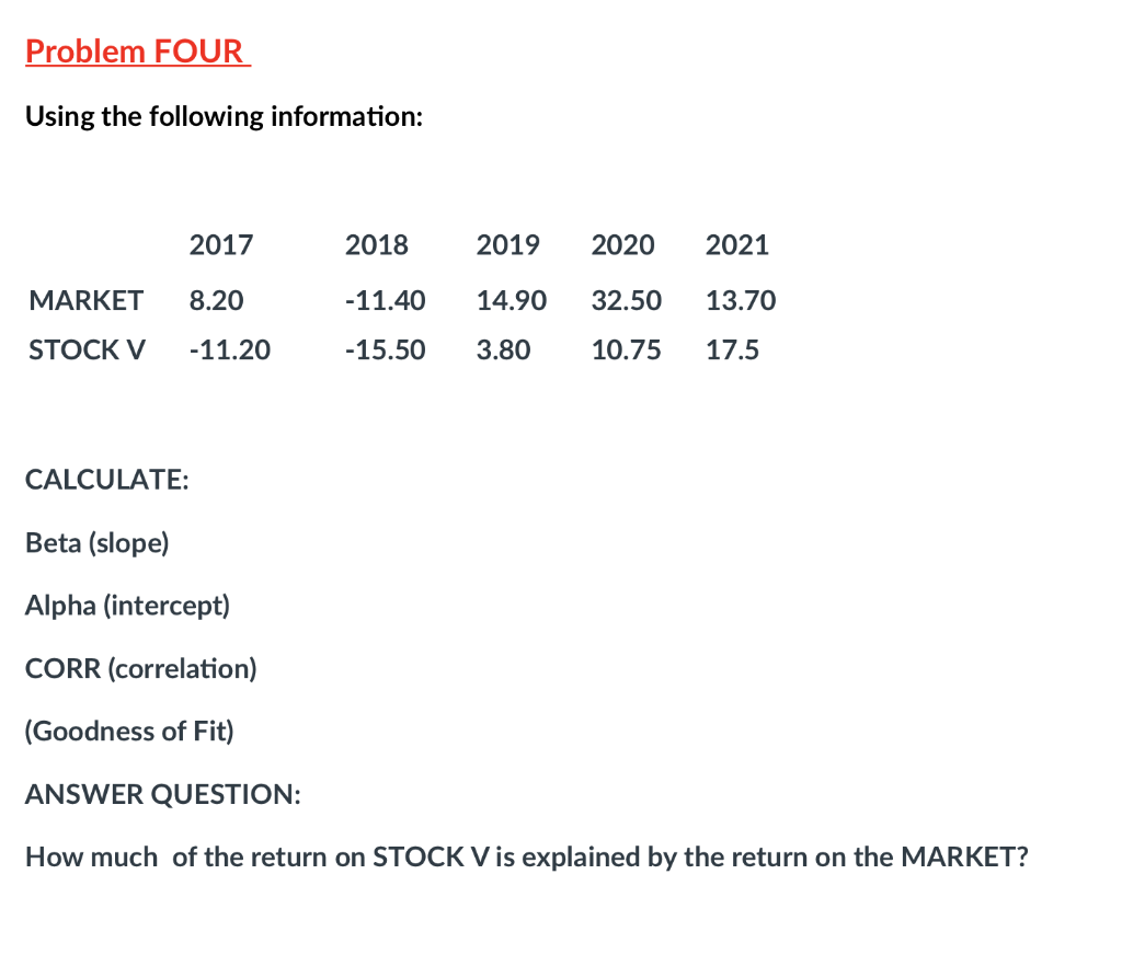 Expected Rate of Return Standard Deviation Coefficient of Variation (CV) Problem TWO: