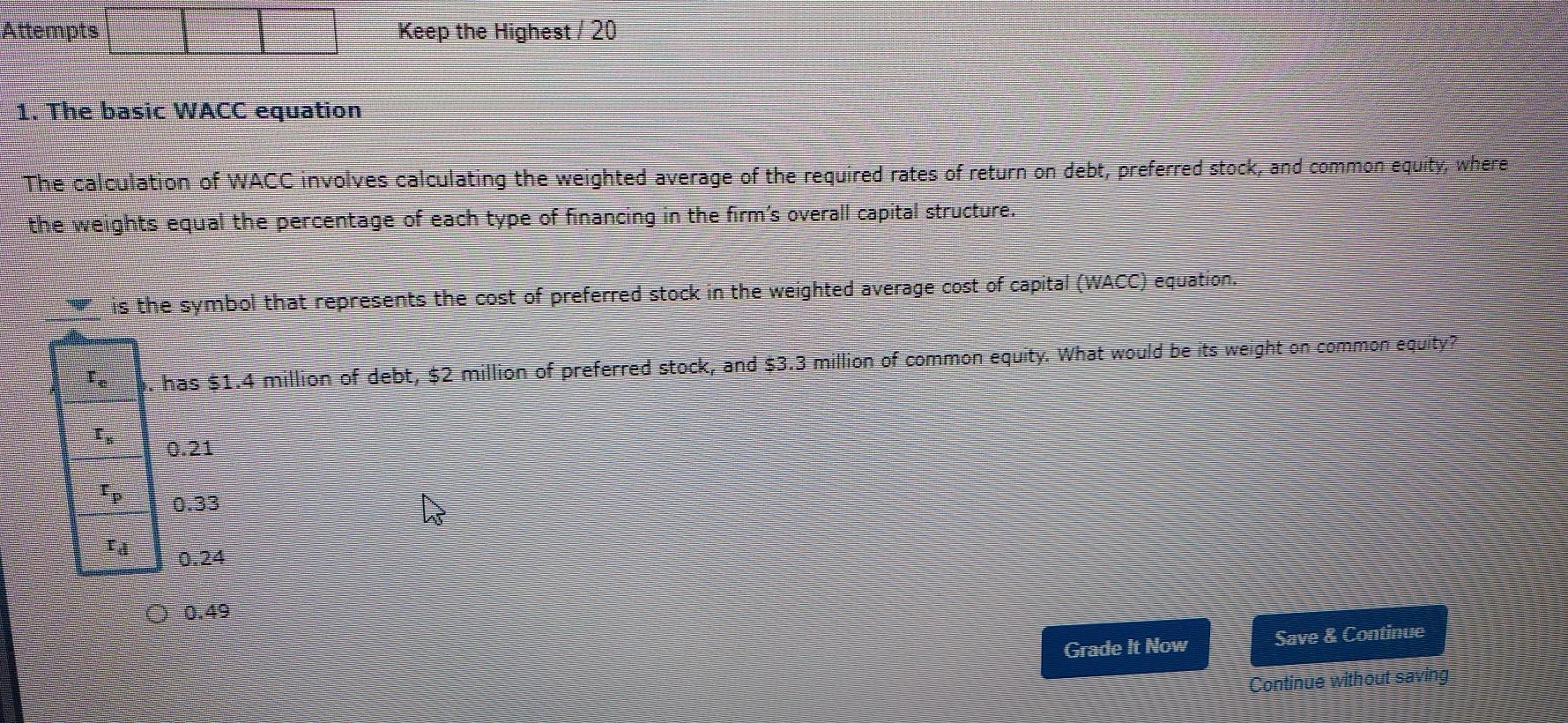 The basic WACC equation The calculation of WACC involves calculating the weighted