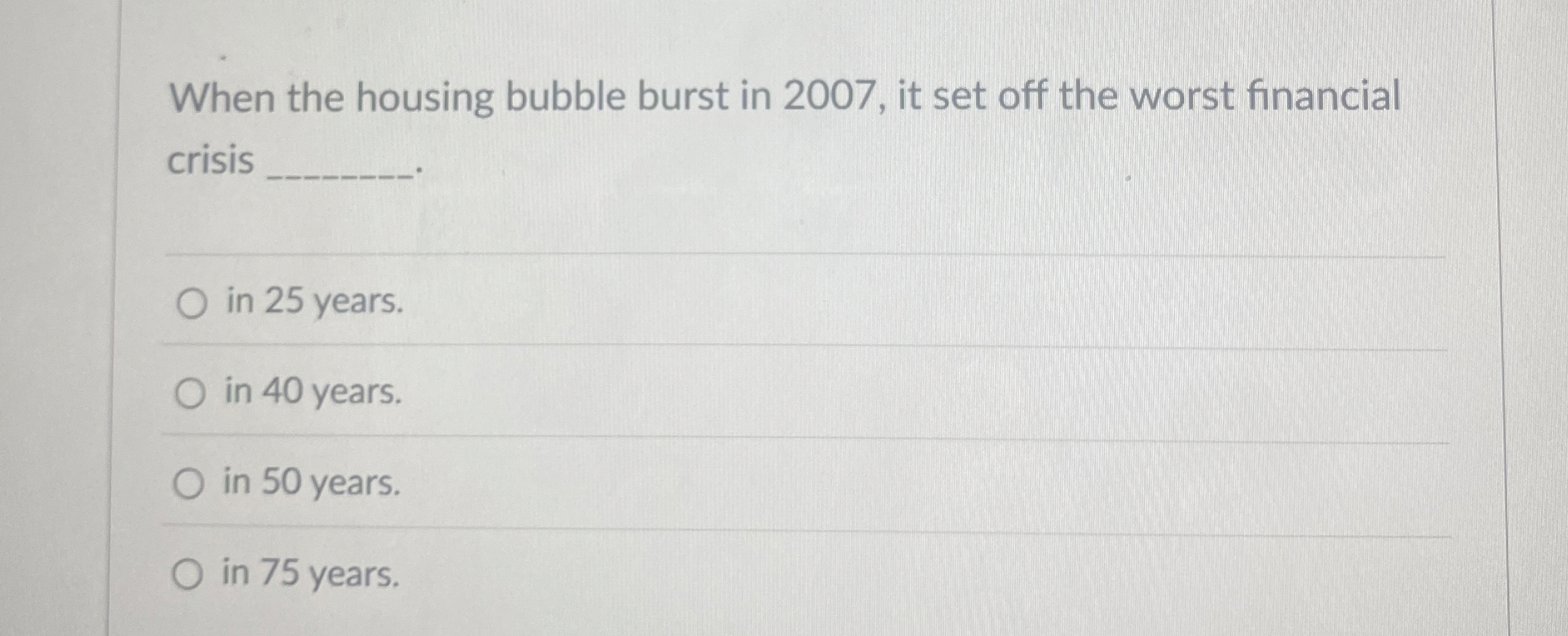  When the housing bubble burst in 2007, it set off the