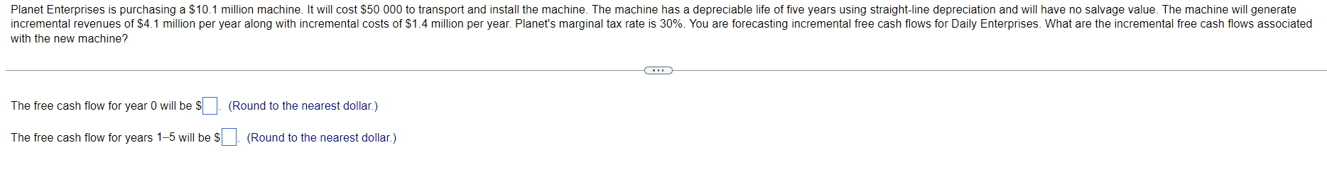 Planet Enterprises is purchasing a $10.1 million machine. It will cost