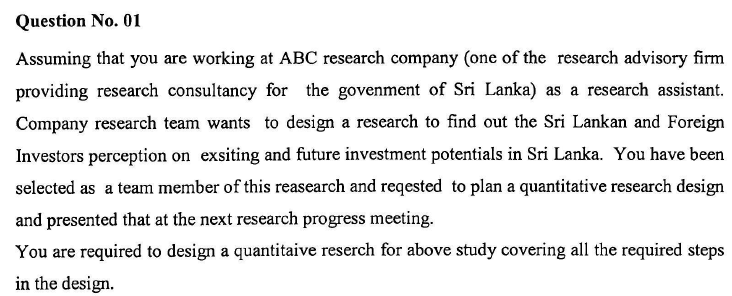 Question No. 01 Assuming that you are working at ABC research