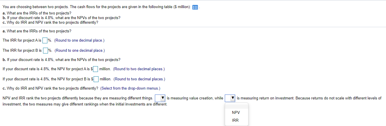 order to copy its contents into a spreadsheet.) Project B Year 0