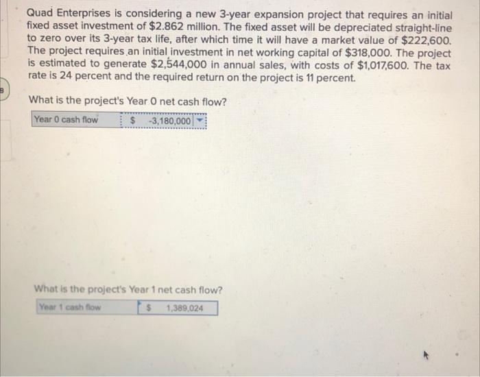 plz help 3 experts have gotten wrong so far Quad Enterprises is