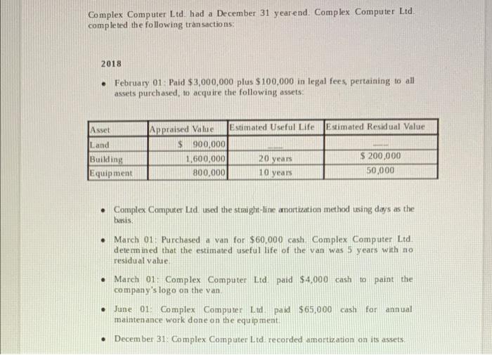  Complex Computer Ltd. had a December 31 year-end. Complex Computer Ltd