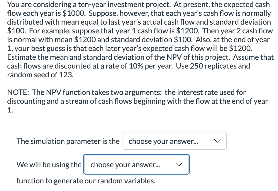 could you please solve using excel and show formulas. Thanks! You