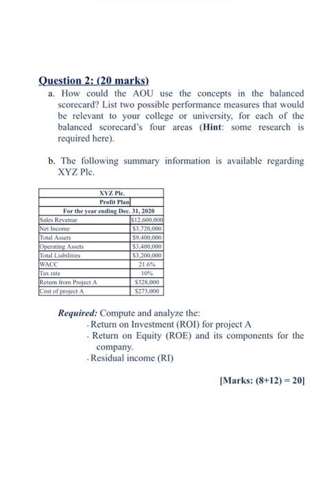  Question 2: (20 marks) a. How could the AOU use the