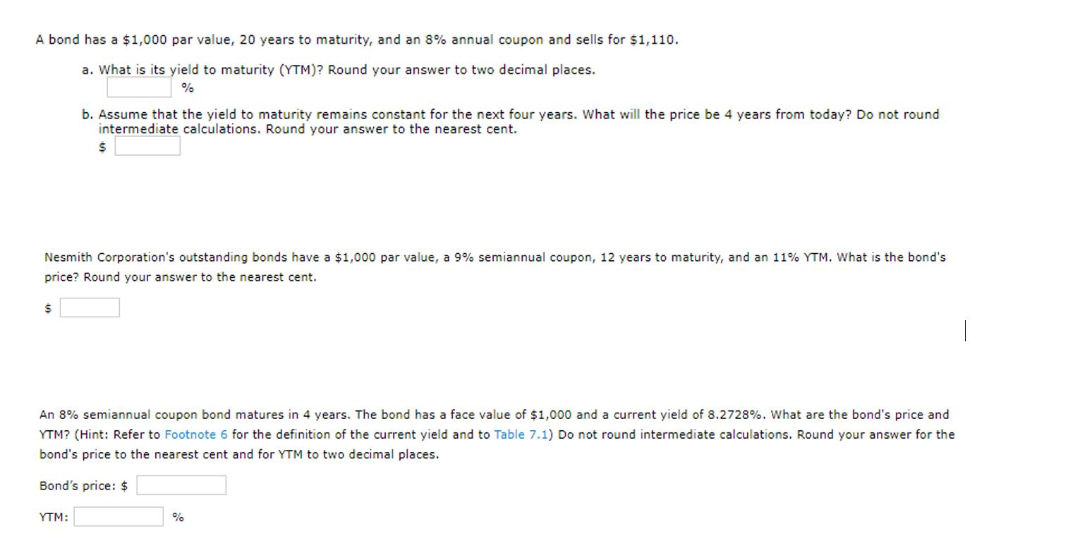 CAN YOU PLEASE ANSWER THOSE QUESTION THANK YOU A bond has