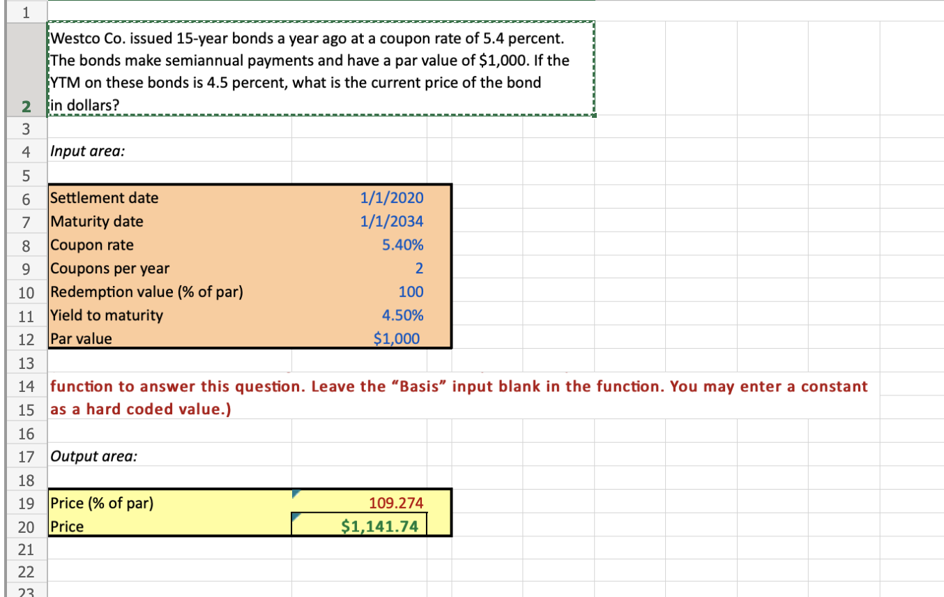 How do I get the Price using excel function? 1 Westco Co.