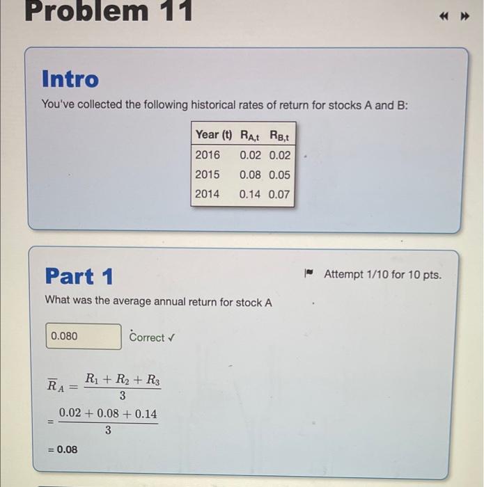 please answer right. need part 3 & 4 Problem 11 Intro You've