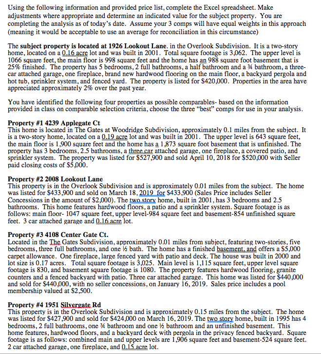  Please help me complete this sale comparison approach. I am stuck