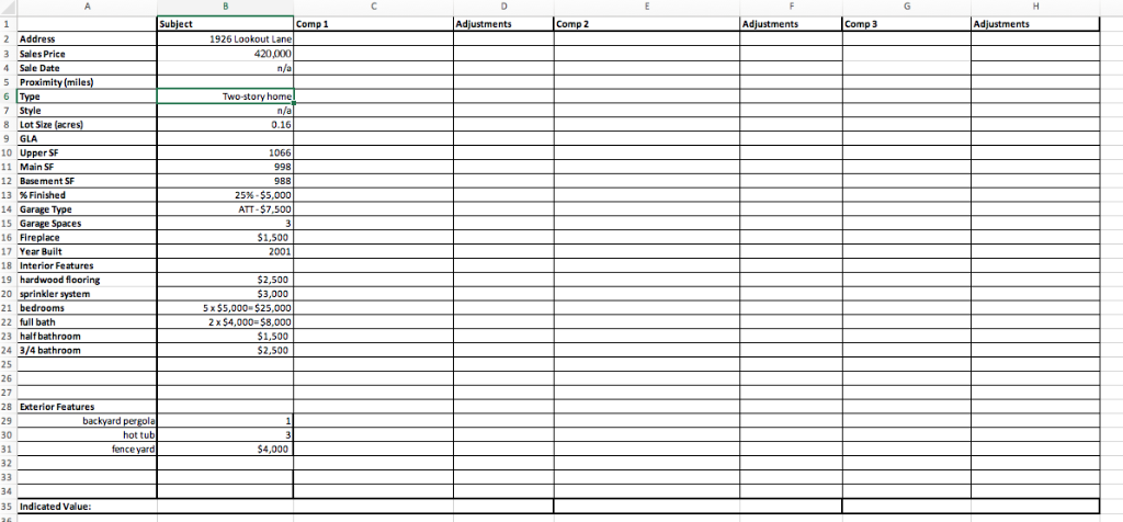 and provided price list, complete the Excel spreadsheet. Make adjustments where appropriate