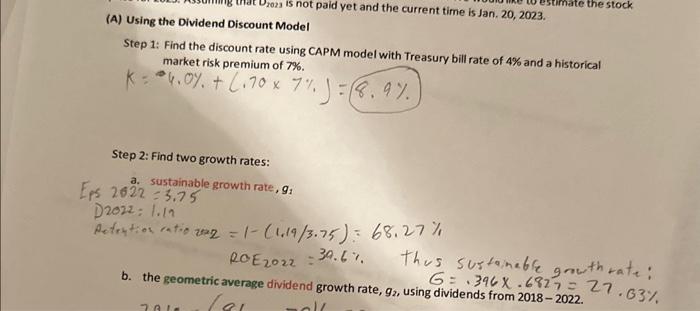 growth rate as g3. Step 2: Use discount rate found from the