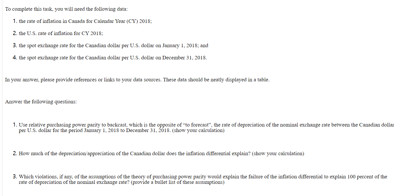  To complete this task, you will need the following data: 1.