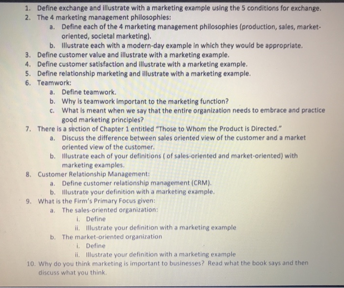  Define exchange and illustrate with a marketing example using the 5