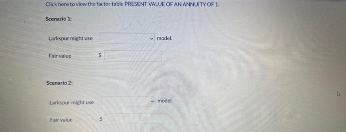 model Larkspur might use to estimate the discounted fair value under each