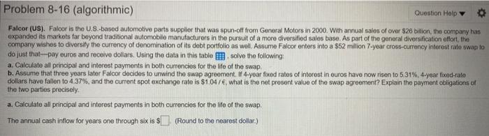  Problem 8-16 (algorithmic) Question Holp Falcor (US). Falcor is the U.S.-based