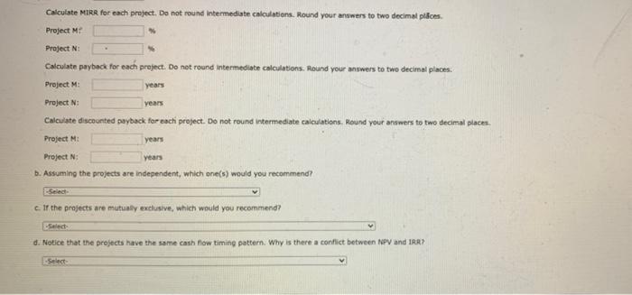 this year's capital budget. After-tax cash flows, including depreciation, are as follows:
