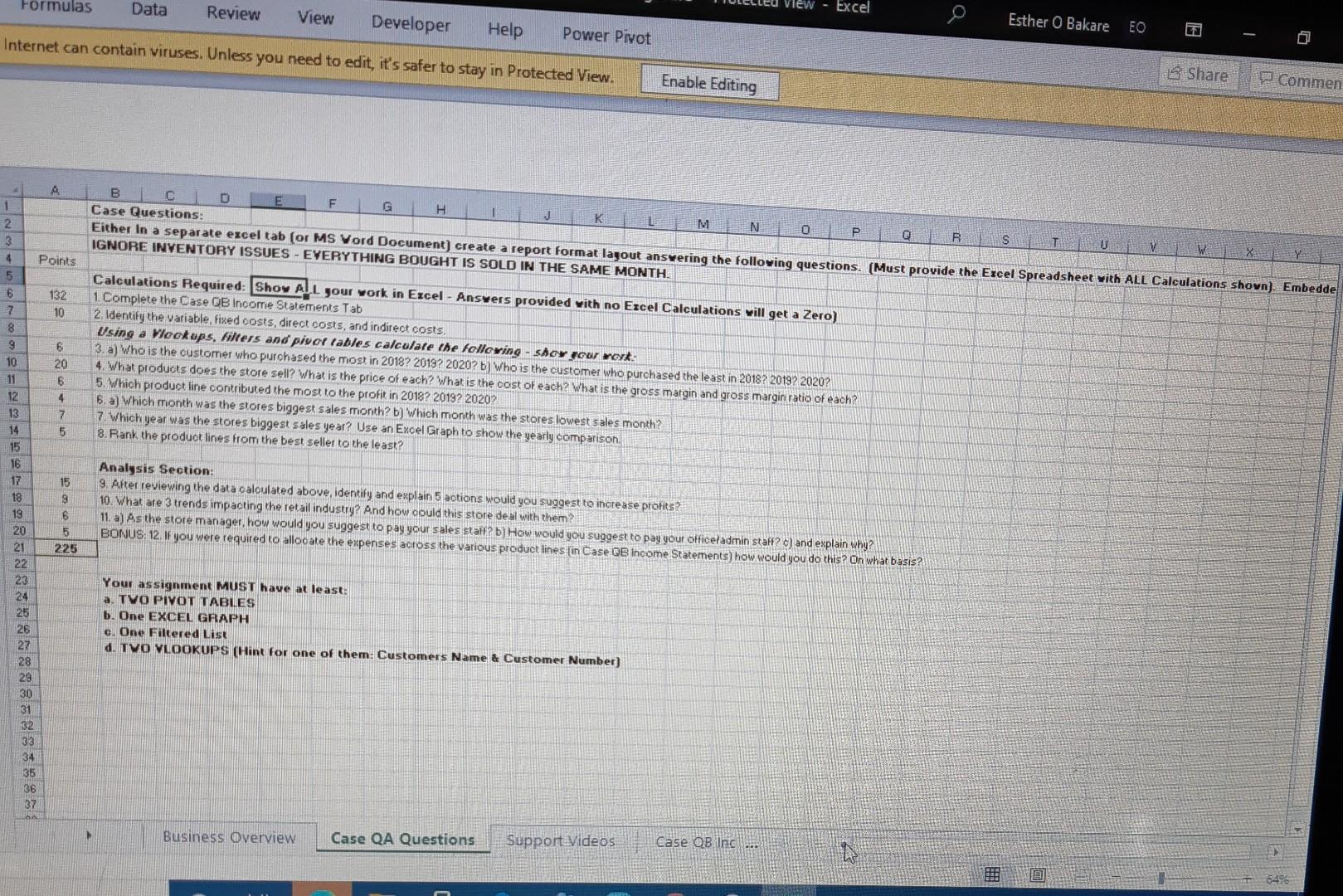 safer to stay in Protected View. Enable Editing B 1 Retail Business