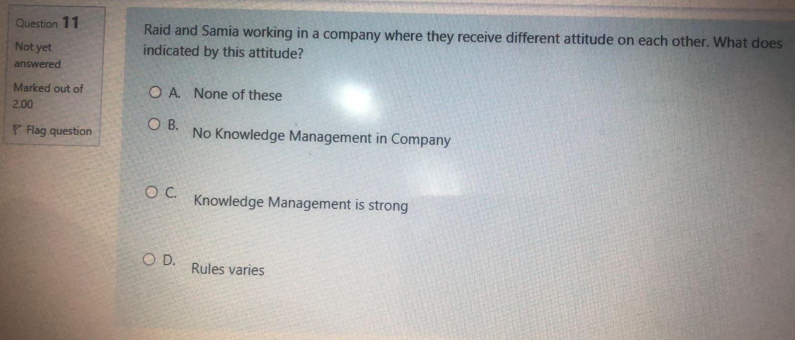 Which type of knowledge does he possess? answered Marked out of 2.00