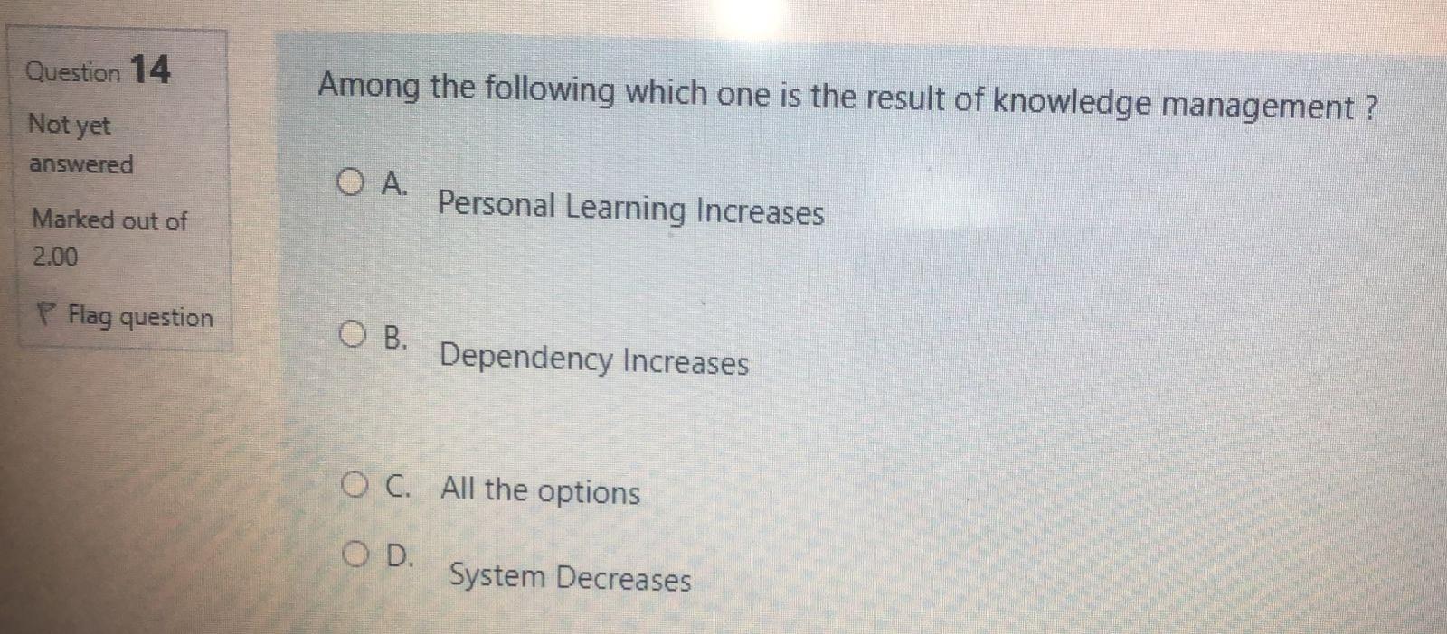 Tacit OD Both Explicit and Tacit Question 10 Which stakeholder has a