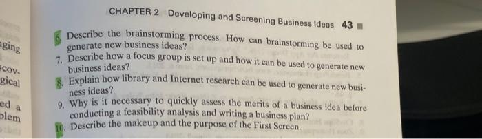  generate new business ideas? aging scov. gical CHAPTER 2 Developing and