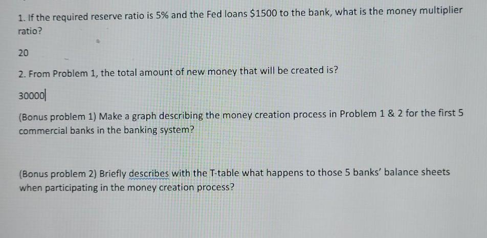 Please answer bonus problems questions 1 and 2 are already answered