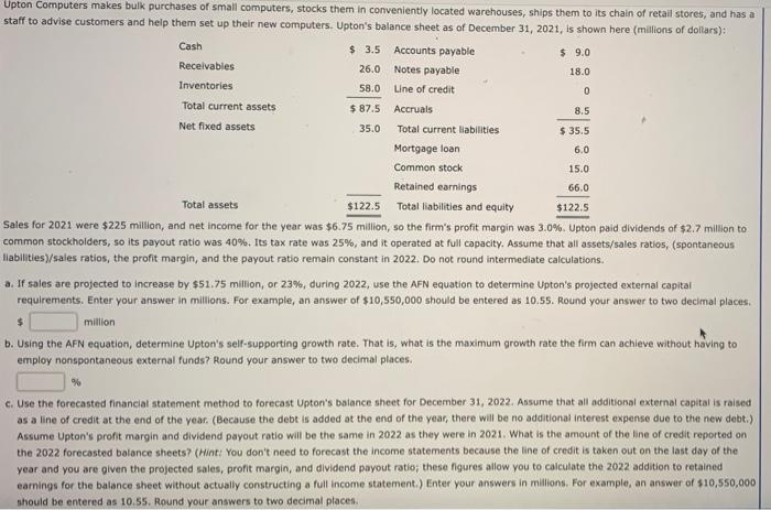  Upton Computers makes bulk purchases of small computers, stocks them in