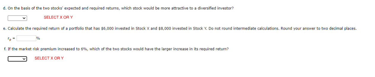 a 9.5% expected return, a beta coefficient of 0.8, and a 40%