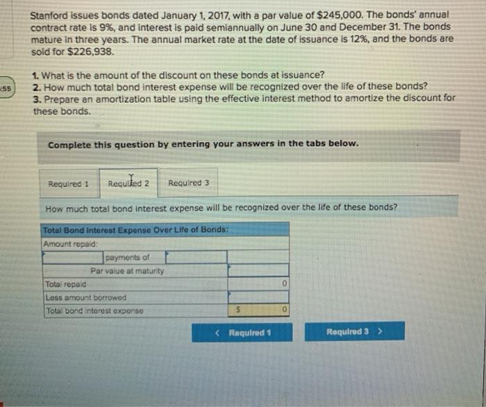  Stanford Issues bonds dated January 1, 2017, with a par value