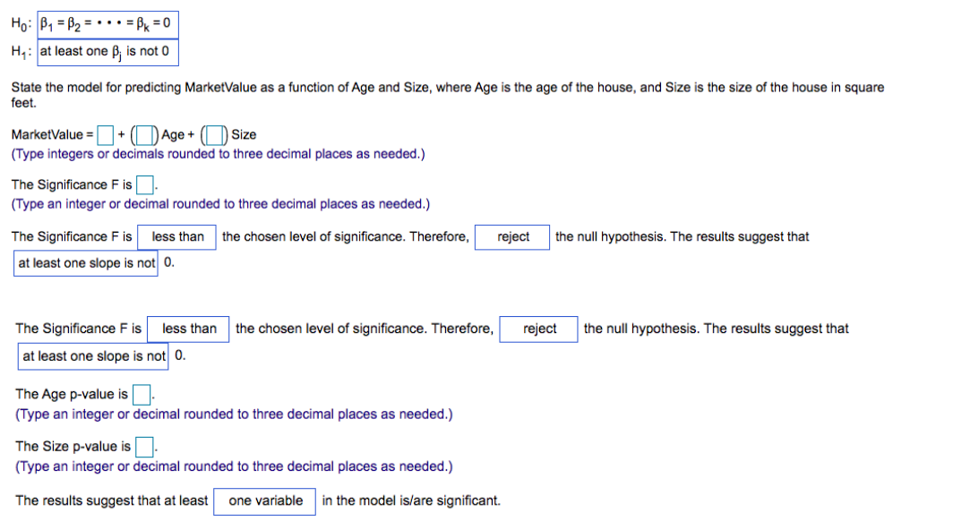 model for estimating the market value as a function of both the