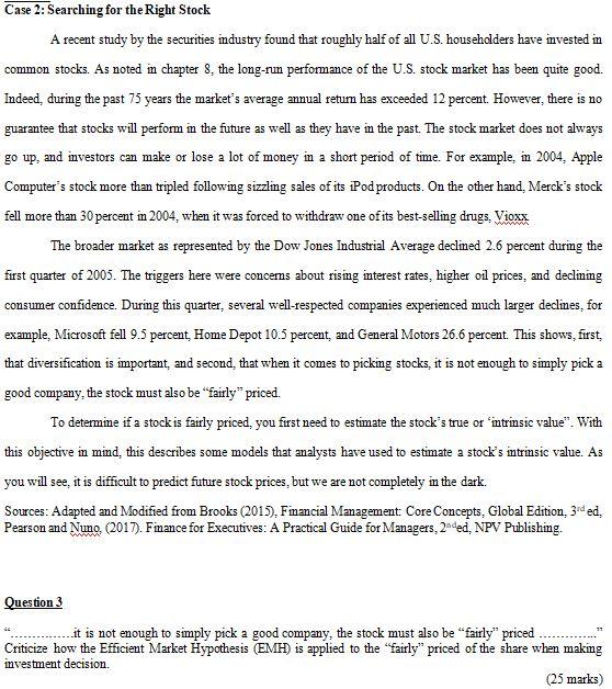 Please explain in detail..... Case 2: Searching for the Right Stock