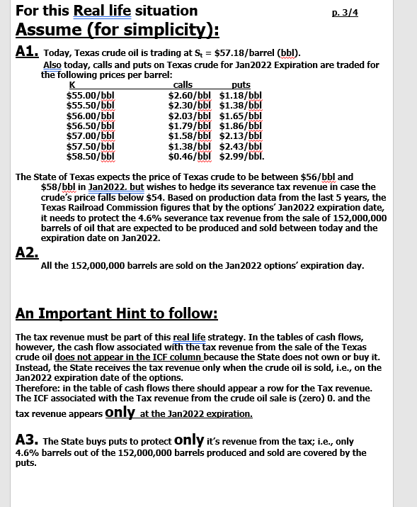 Using the assumption table, I need help solving these problems below. Q2.