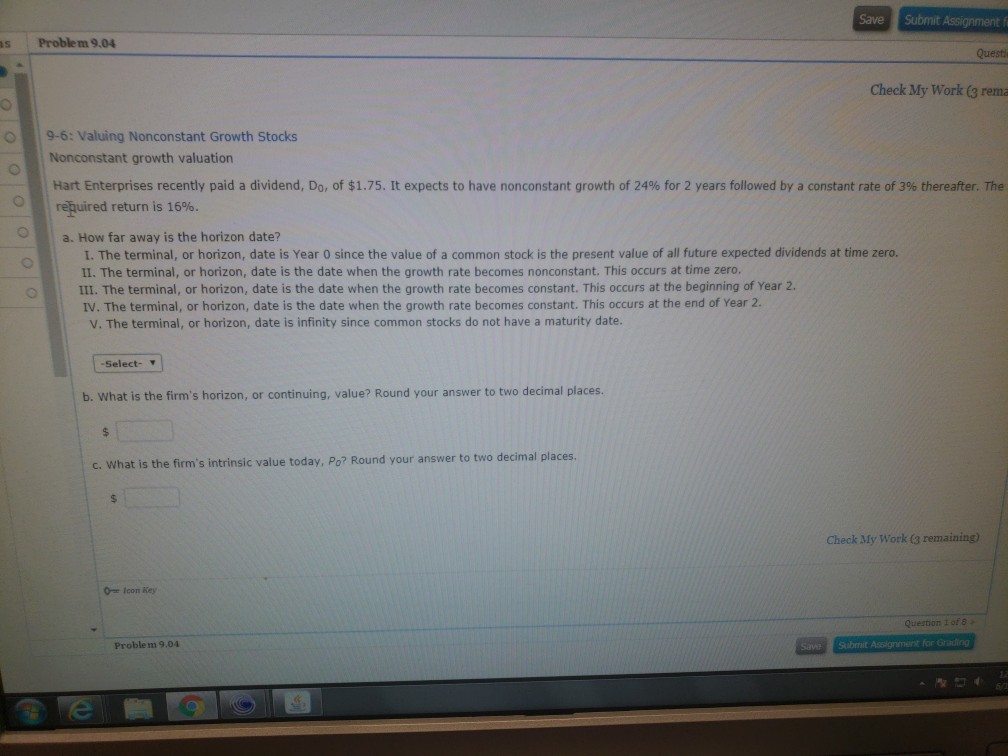  Save Submit Assignment fi s Problem 9.04 Quest Check My Work