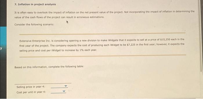 the impact of inflation on the net present value of the project.