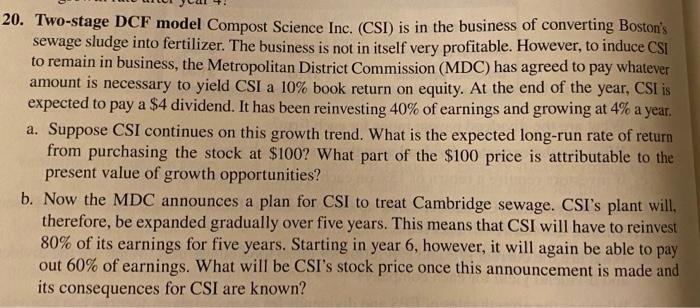  *remarks... for question a. use equation D1/Po + g =r and