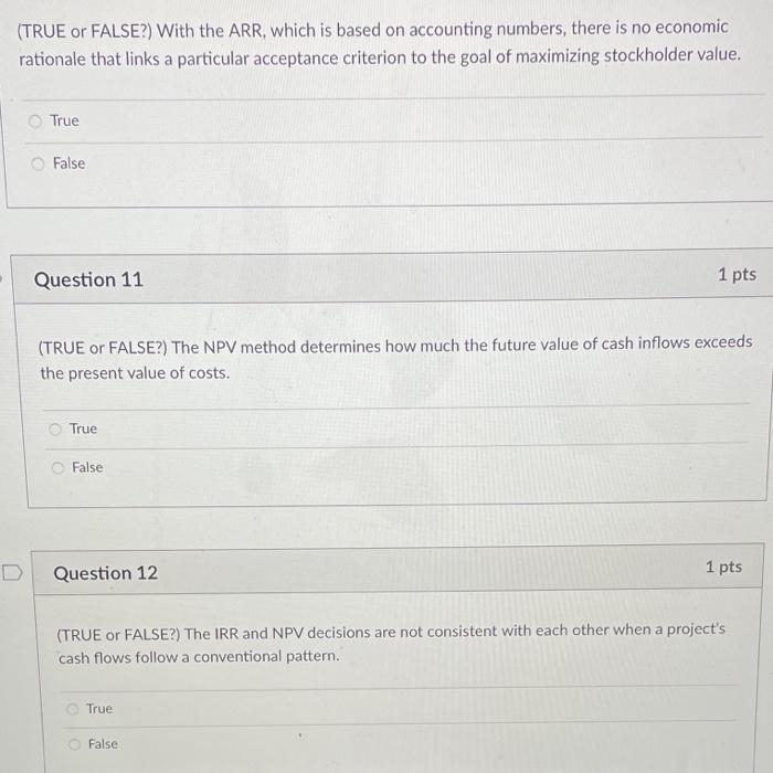  (TRUE or FALSE?) With the ARR, which is based on accounting