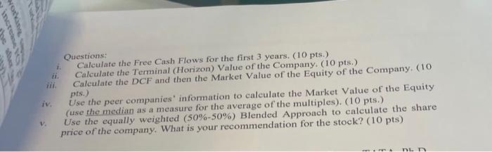on the value of company under MeM setup. i. In the valuation