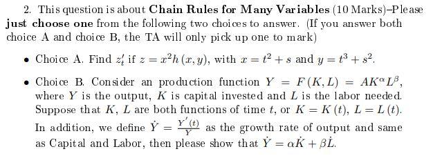  = = 2. This question is about Chain Rules for Many