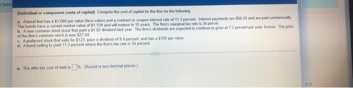 a, b, c and d please here Individual or component costs of